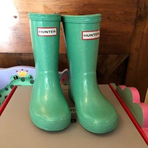Toddler girls Hunter Boots teal US size 8